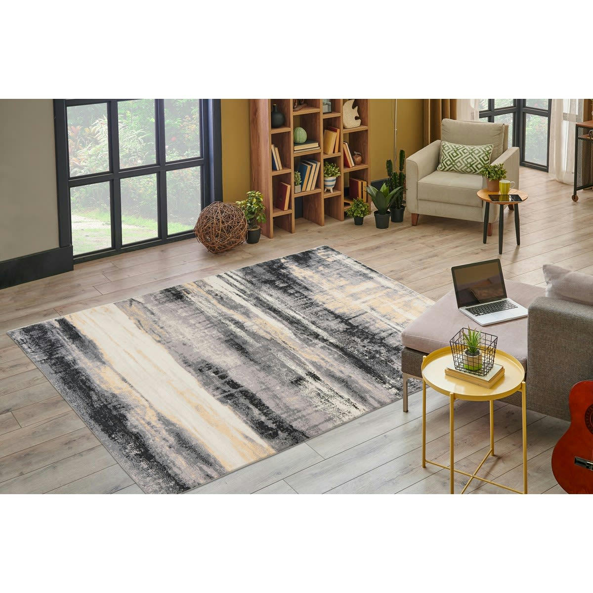 ADAM - Tapis de salon en polyester beige 160x230 cm