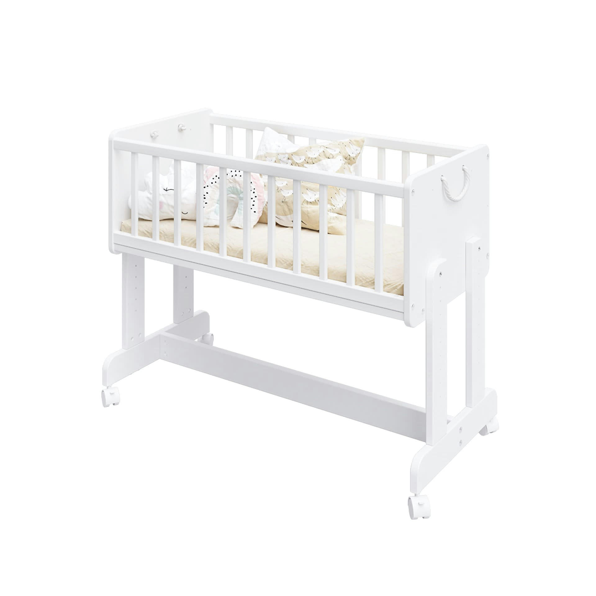ORNELLA - Berceau Lit Cododo 5 en 1 en bois blanc 90x40cm - Matelas inclus
