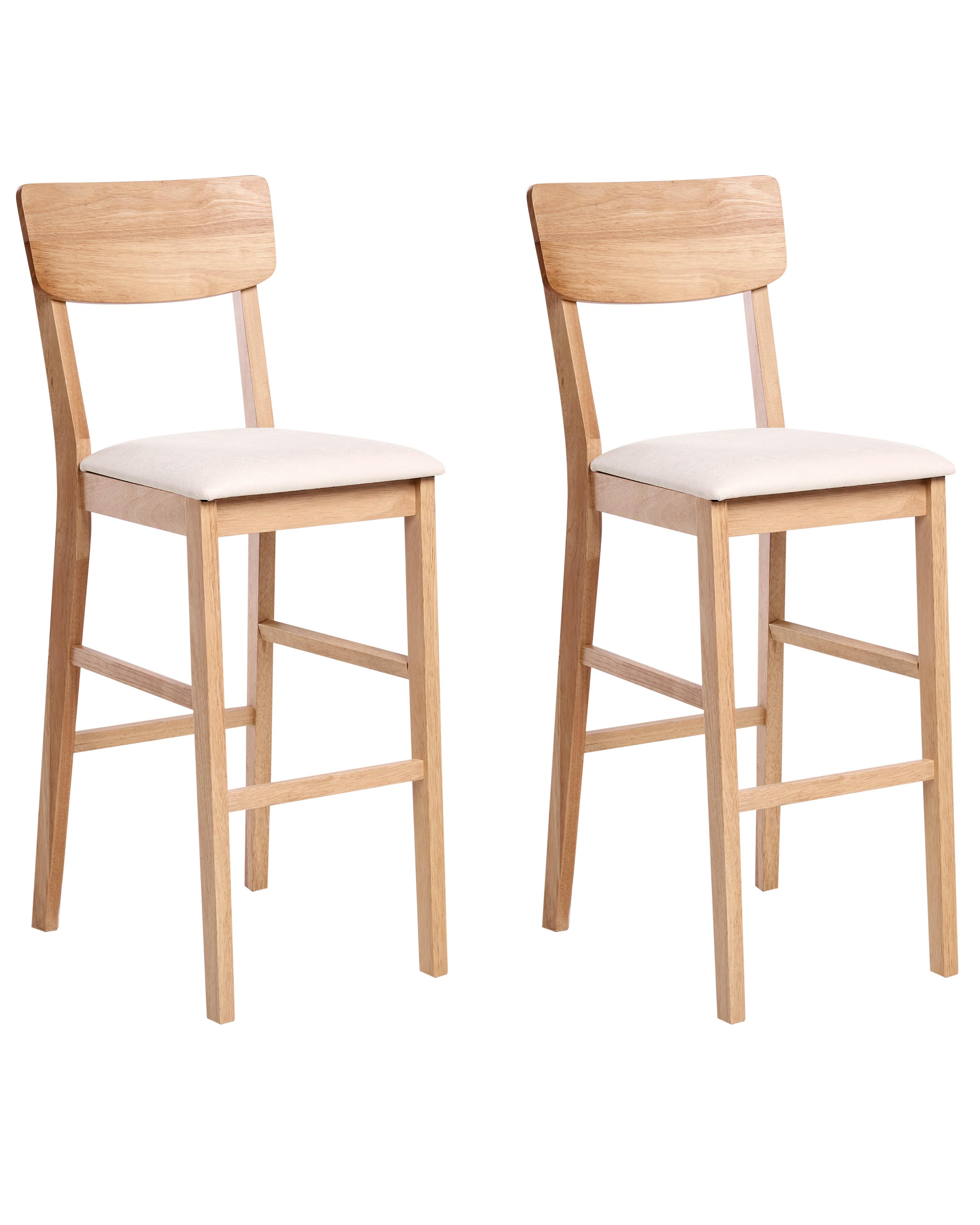 Set of 2 Bar Chairs AMBLER Wood Light Brown/ Beige