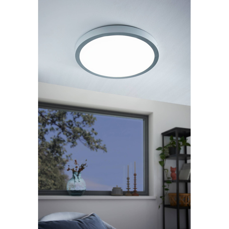 Plafonnier LED Fueva 1 argent Ø 40 cm 22,3 W EGLO