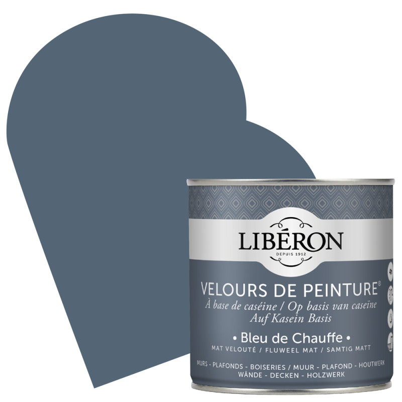 Peinture pour murs Velours de Peinture bleu de chauffe mat 0,5 L LIBERON