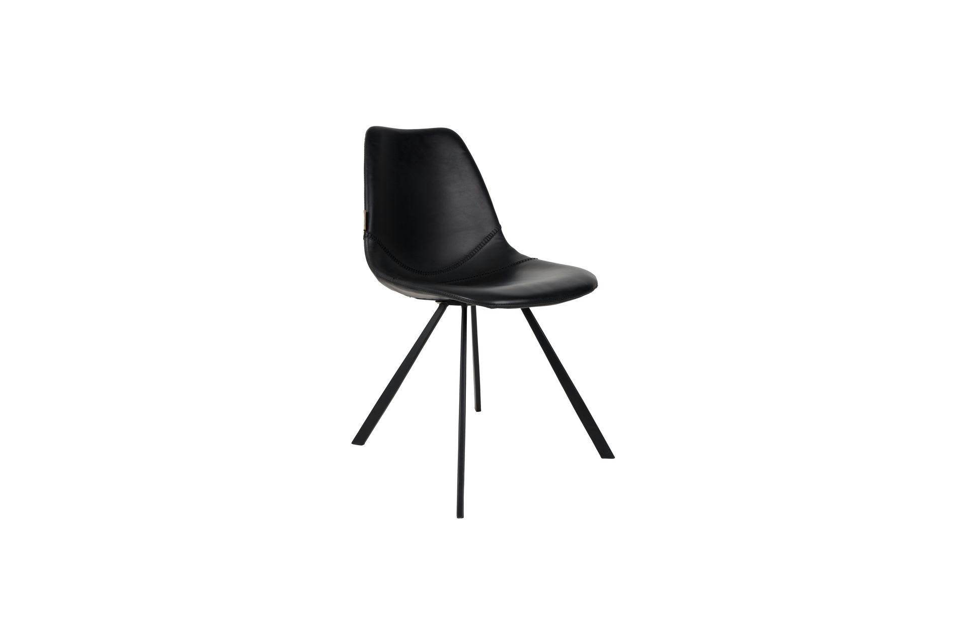 FRANKY - Chaise en cuir noir