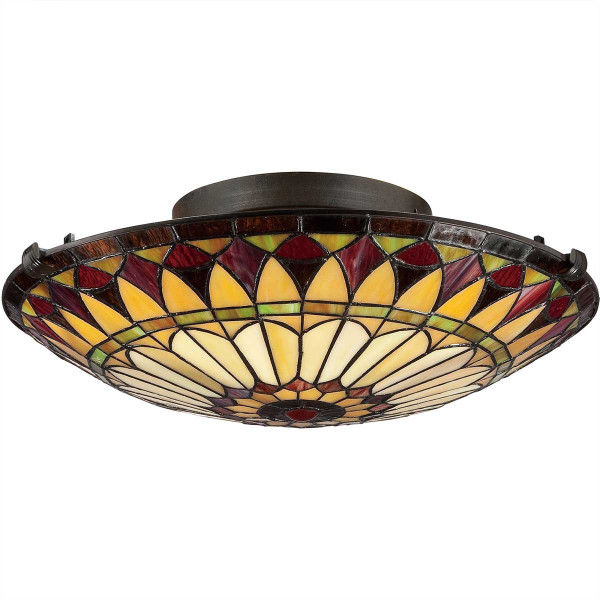 Plafon witrażowy multikolor okrągły 42cm West End 2xE27x60W IP20 Quoizel