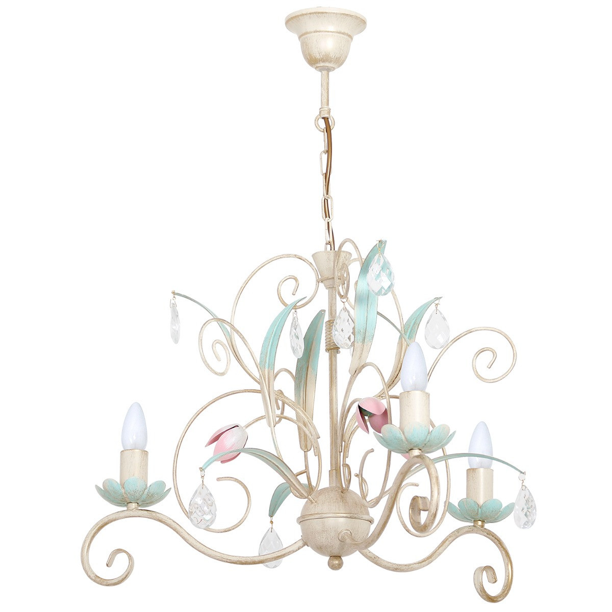 Żyrandol kremowo-zielony-różowy Luce 3xE14x15W wym:70x62x62 Luminex