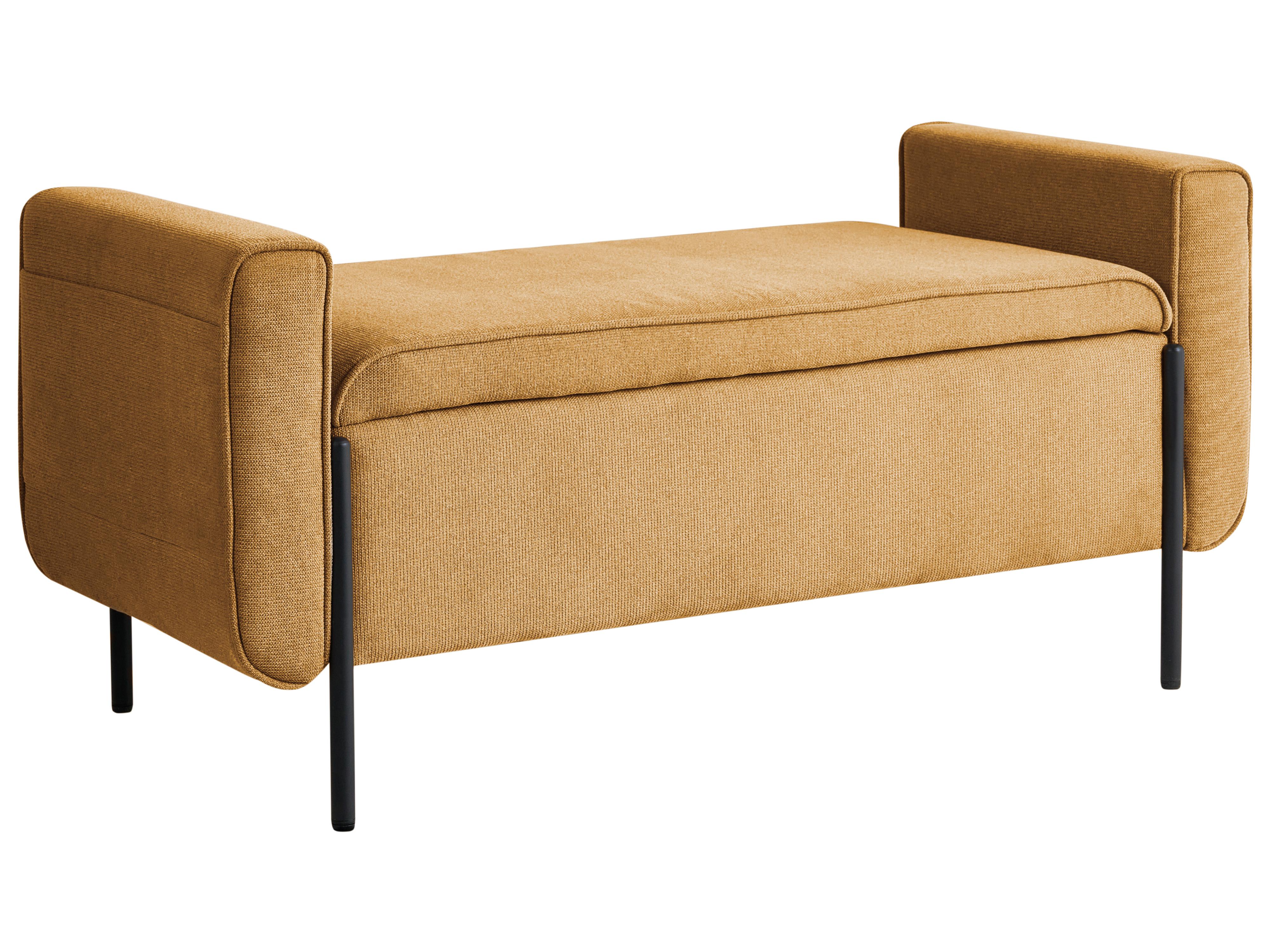 Upholstered Storage Bench LEWES Fabric Mustard