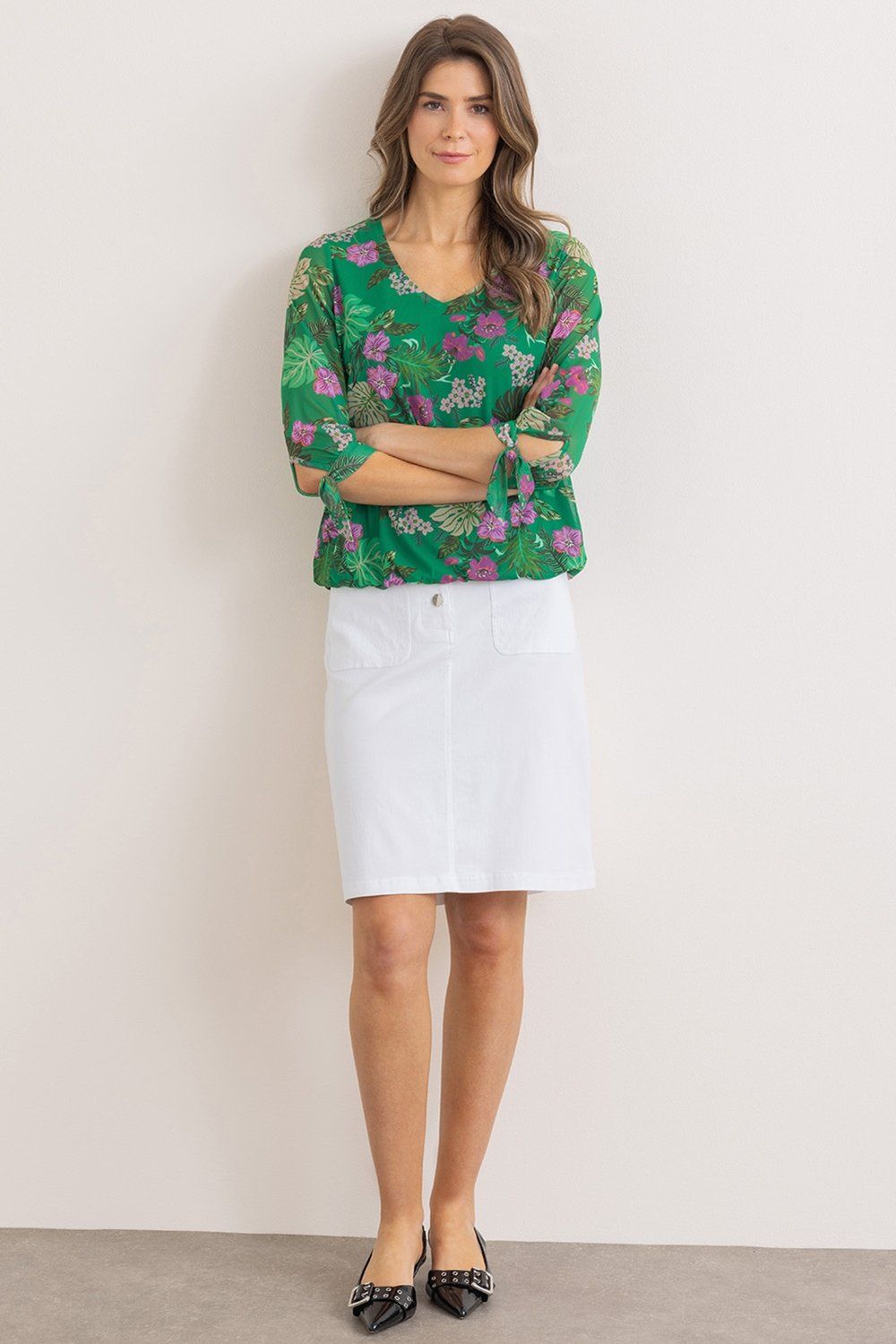 Klass. Garden Print Mesh Top