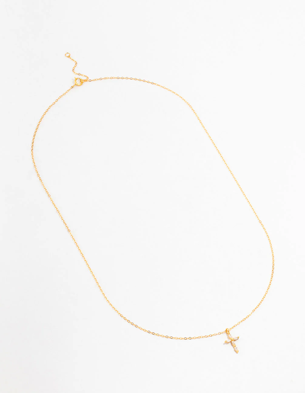 Gold Plated Sterling Silver Cubic Zirconia Cross Necklace