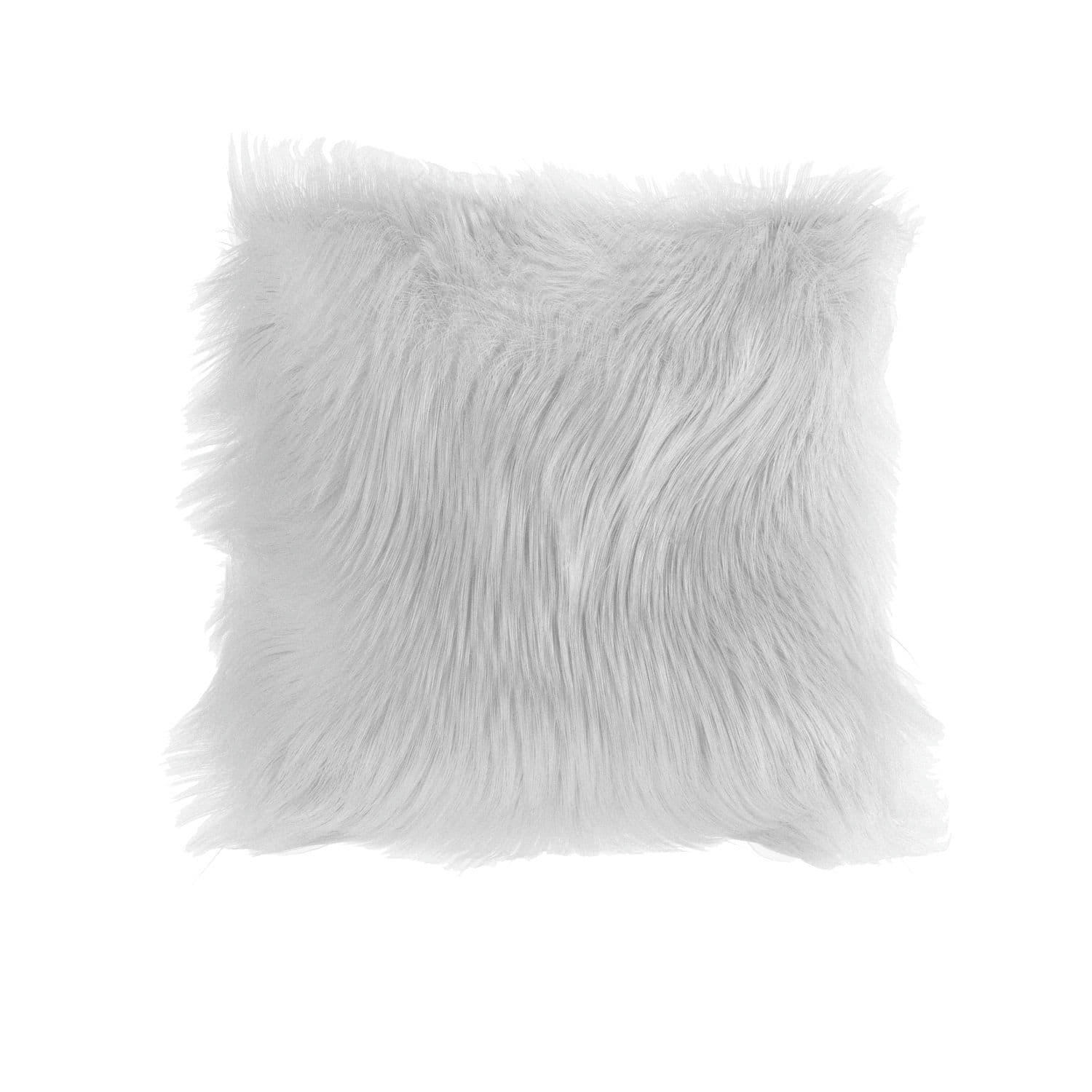 PELO LUNGO - Coussin effet fourrure blanche déhoussable 40x40cm