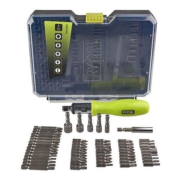 Coffret RYOBI 59 accessoires de vissage-boulonnage avec tournevis a cliquet RAK59SD