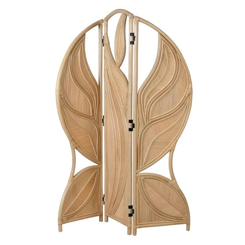 - Paravent feuilles en rotin et bambou