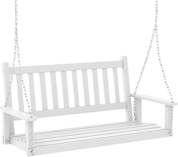 Balançelle Jardin Extérieur Chaise Hamac Siège Suspnedue en Bois avec Chaînes de Suspension Ajustables 136x67x63CM