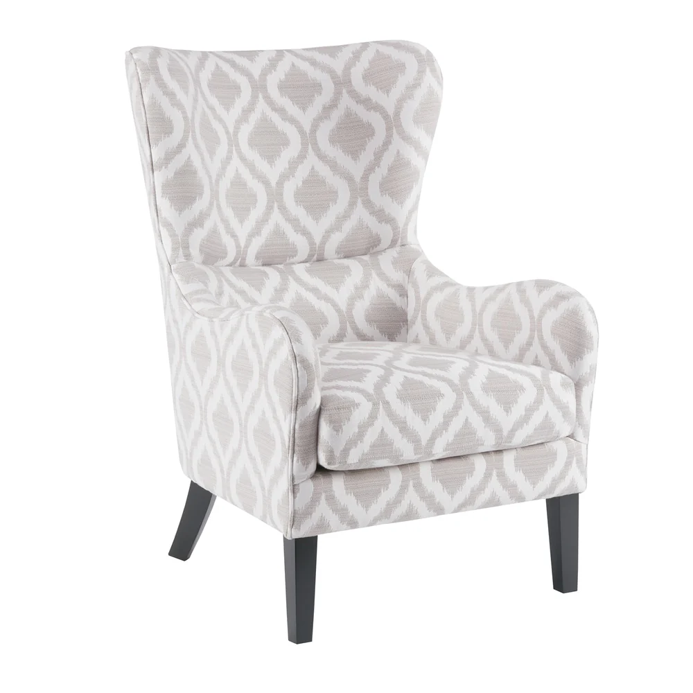 Madison Park Leda Grey/White Swoop Wing Chair