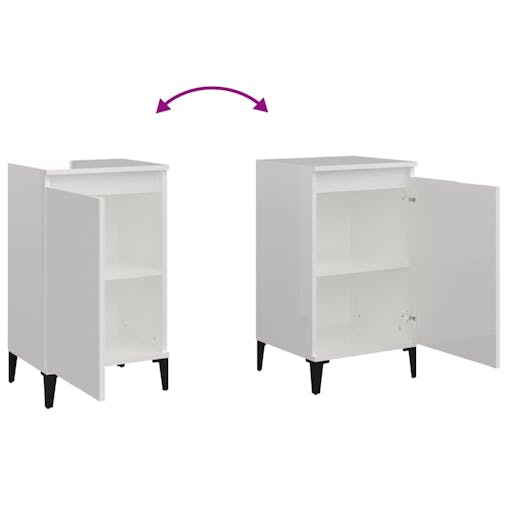 NNEVL Bedside Cabinets 2 pcs High Gloss White 40x35x70cm Engineered Wood