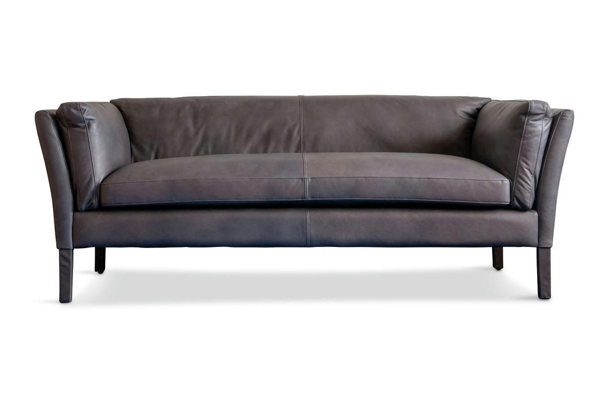 HAMAR - Canapé 3 places en cuir pleine fleur gris