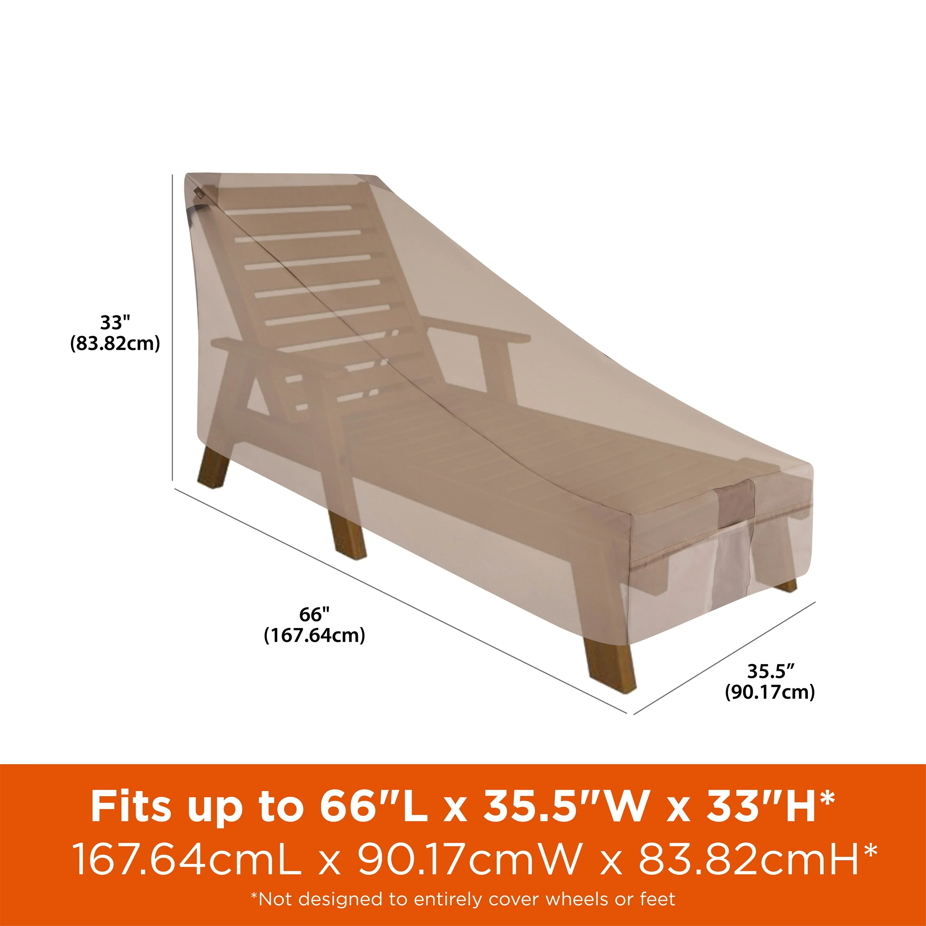 Modern Leisure® Monterey Patio Day Chaise Lounge Cover, 2-Pack, 66L x 35.5W x 33H, Beige