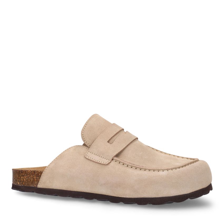 Manfield Beige suède clogs