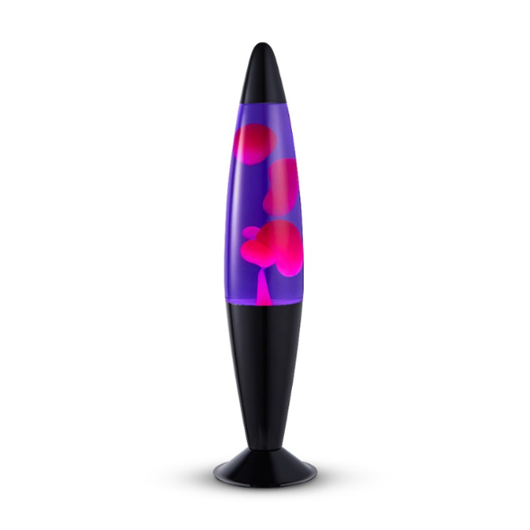 Lighto | Lavalamp zwart | paarse vloeistof met roze lava