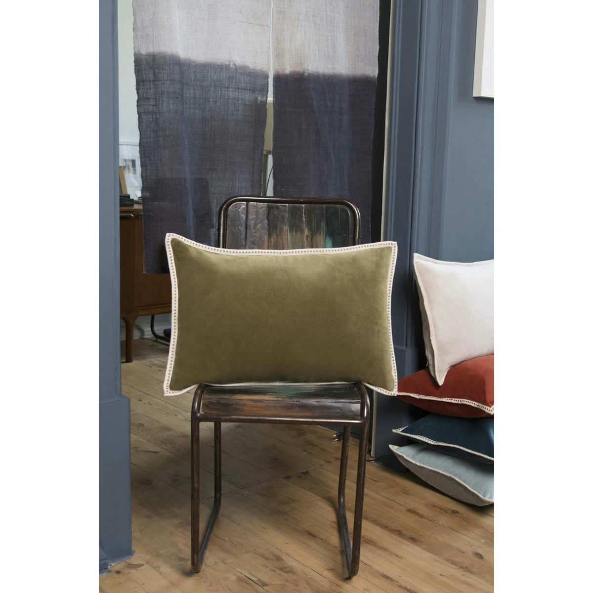 ERIN - Coussin velours de coton  60x40 coriandre