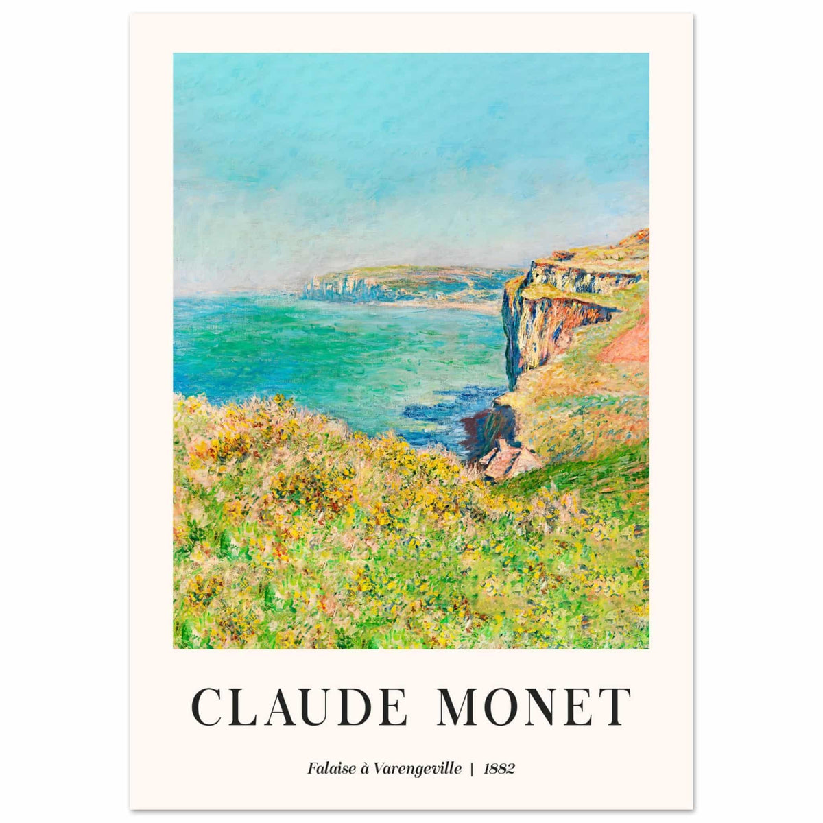 Artfulprints Poster Claude Monet - Falaise à Varengeville  - A4 21x29.7 cm - Meerkleurig