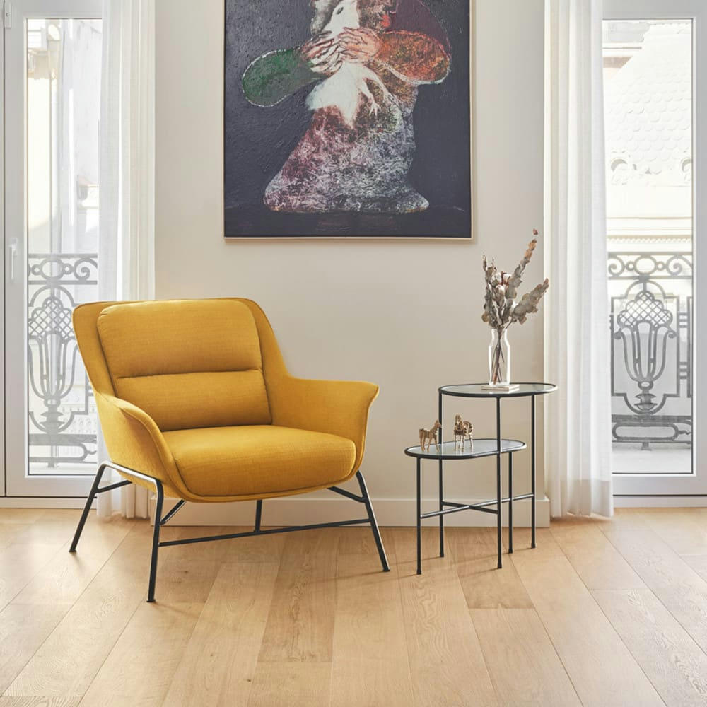 NIX - Table d'appoint en verre strié et métal noir