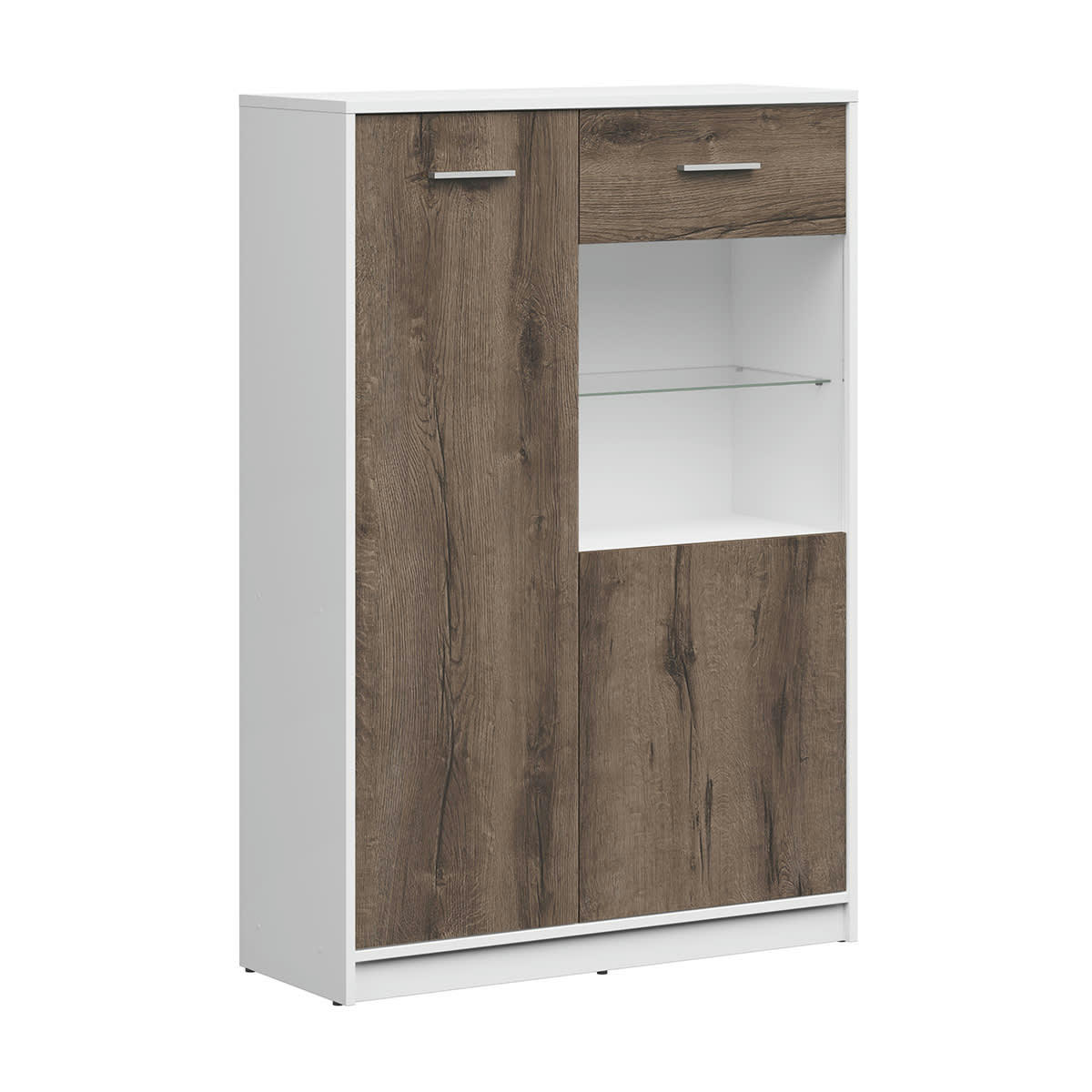 - Vaisselier 2 portes stratifiés naturel foncé et blanc