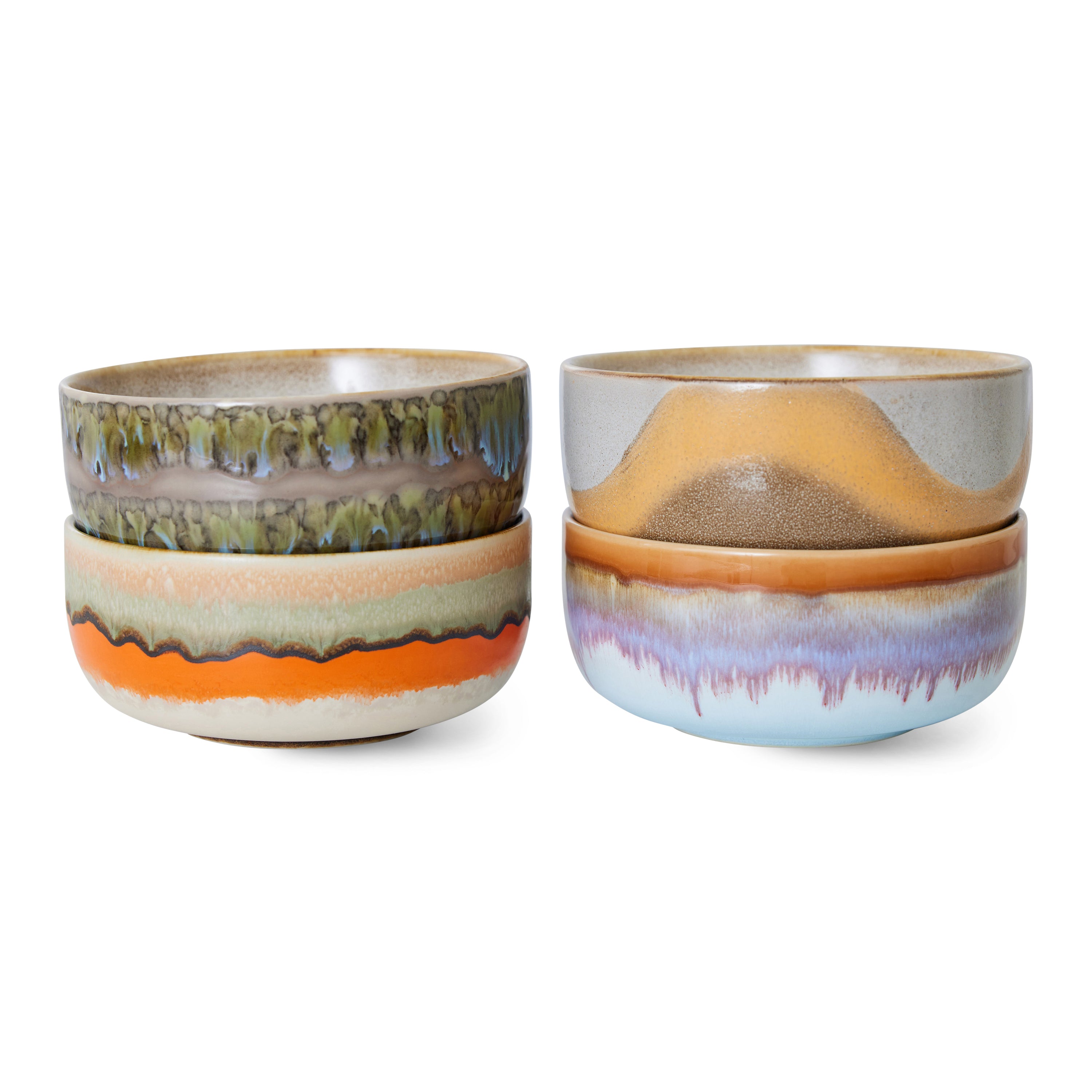 HKliving 70's Ceramics Dessert Kommen Ø 12,5 cm - Set van 4 - Reef