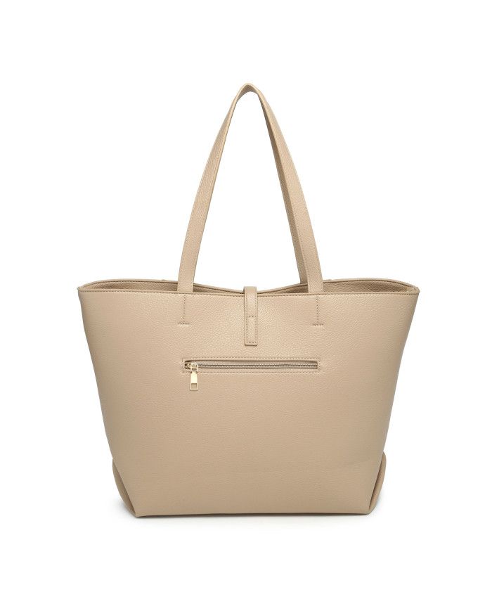 JFY Metal Lock Zip Top Two Handles Tote Bag