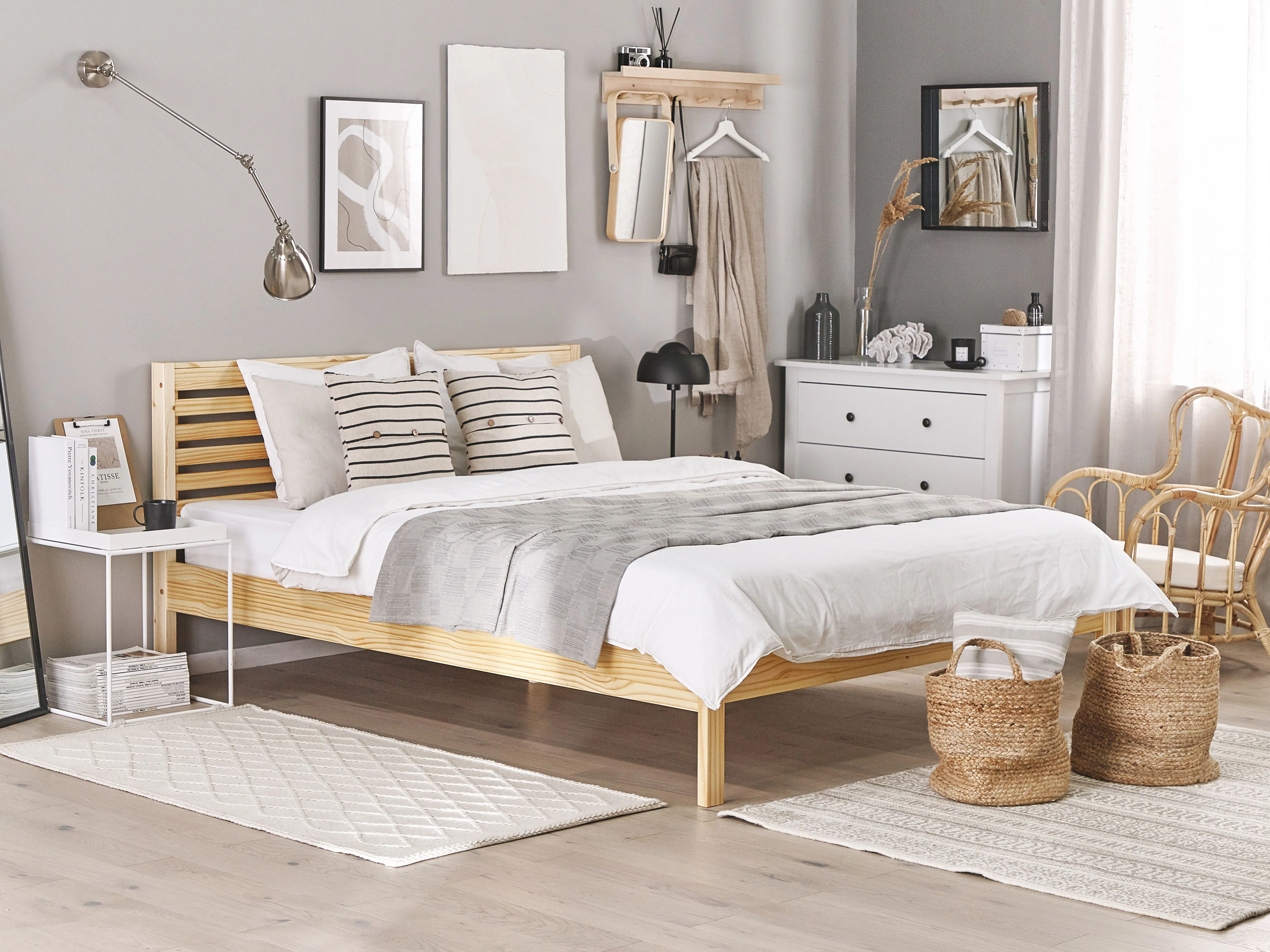 Bed Pine Wood CARNAC 160 x 200 cm (EU King Size) Light Brown