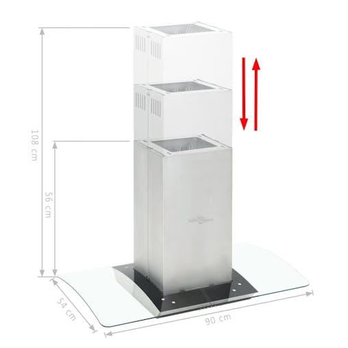 NNEVL Island Range Hood 90 cm Stainless Steel 756 m&sup3;/h LED