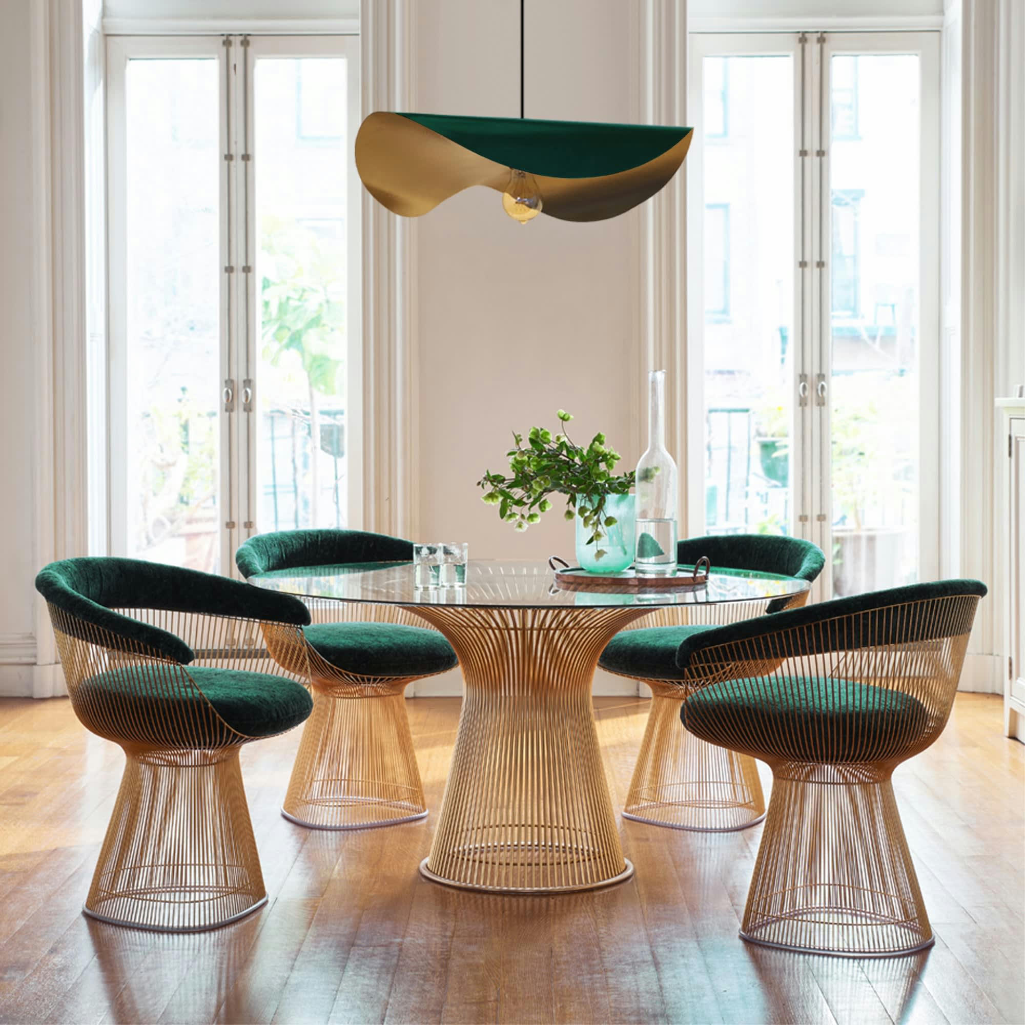 GRANDE MADAME - Suspension métal vert et doré