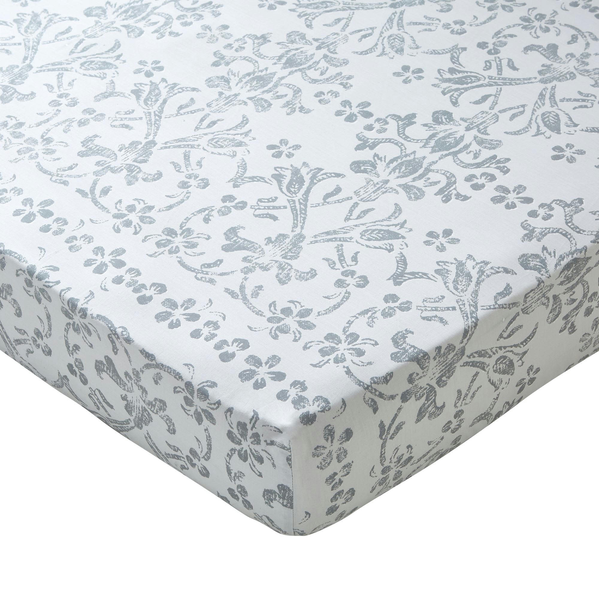 PASTOURELLE - Drap-housse 140x190x28 gris en coton