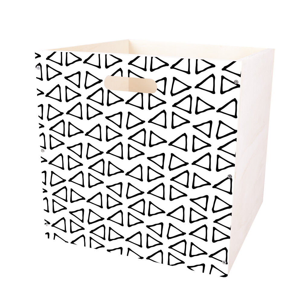 Casier Box Cube bois motif géométrique 30x30x30cm (2 modèles)