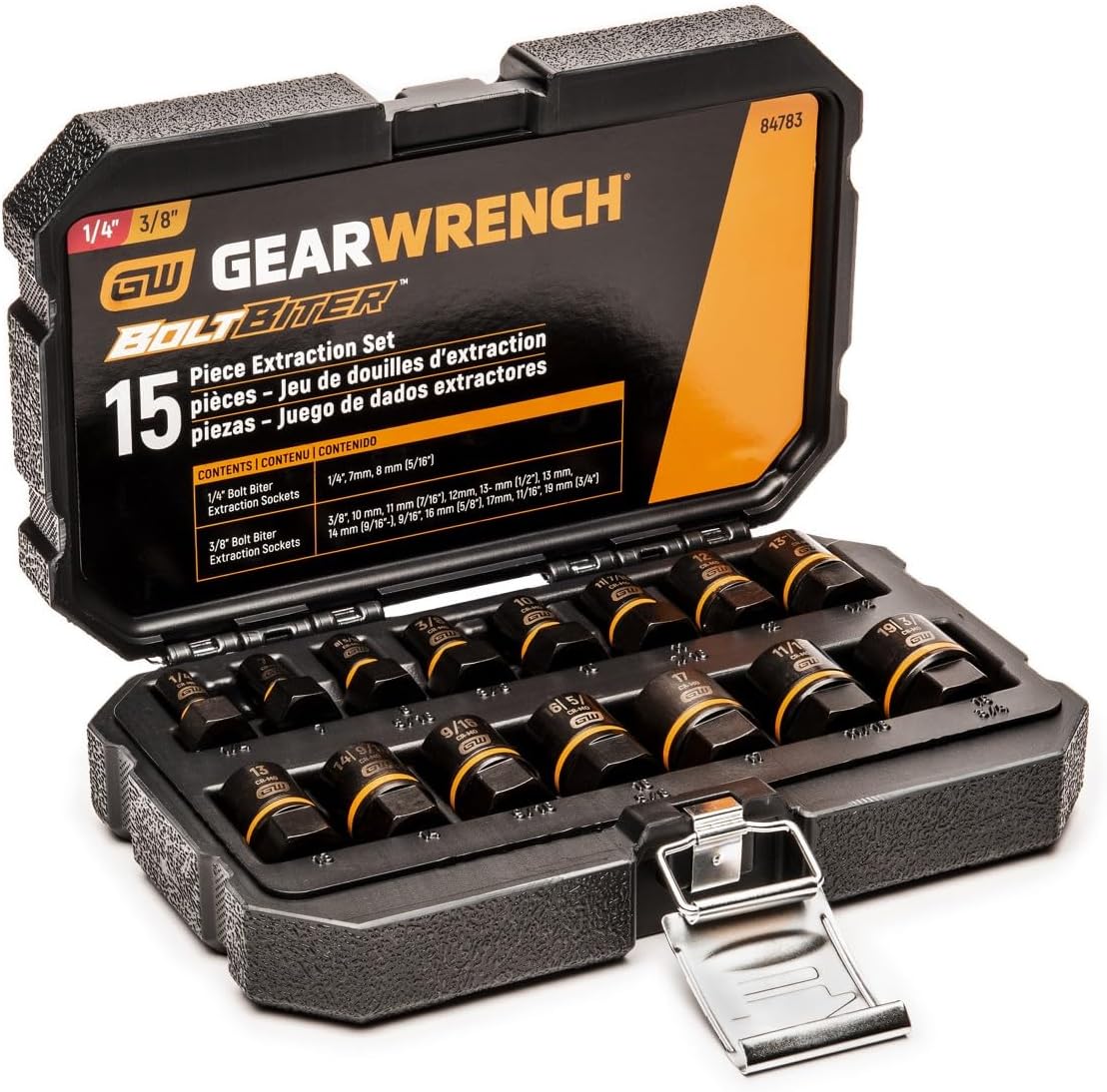 GEARWRENCH 15 Pc. 1/4 & 3/8 Drive Bolt Biter™ Impact Extraction Socket Set - 84783