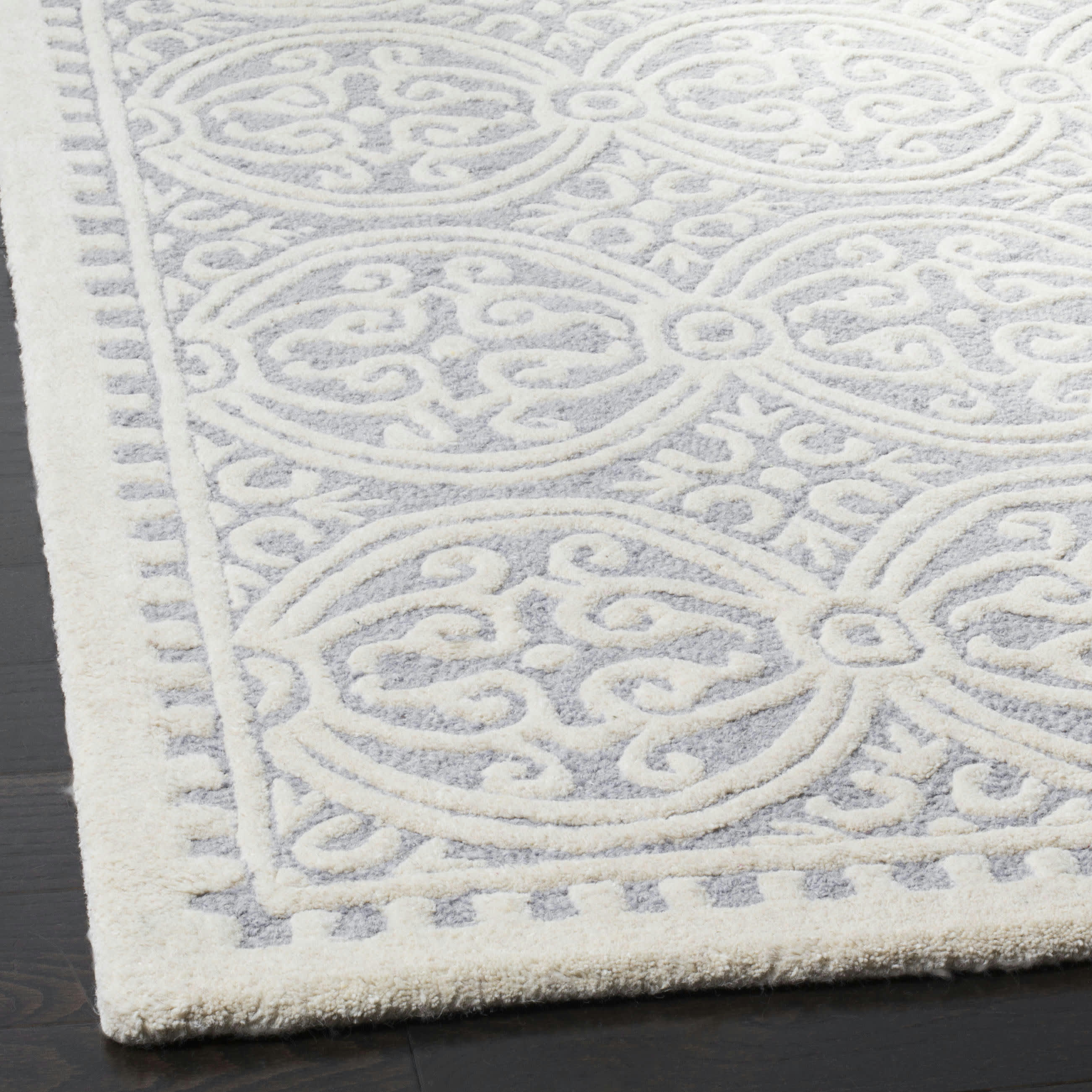 CAMBRIDGE - Tapis de salon interieur en argent & ivoire, 76 x 244 cm