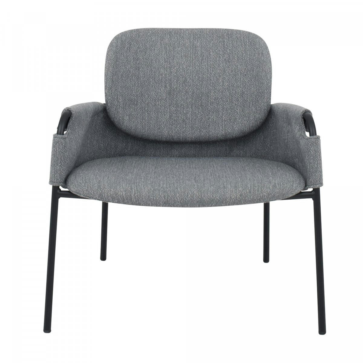 SONA - Fauteuil lounge moderne en tissu et métal gris ciment