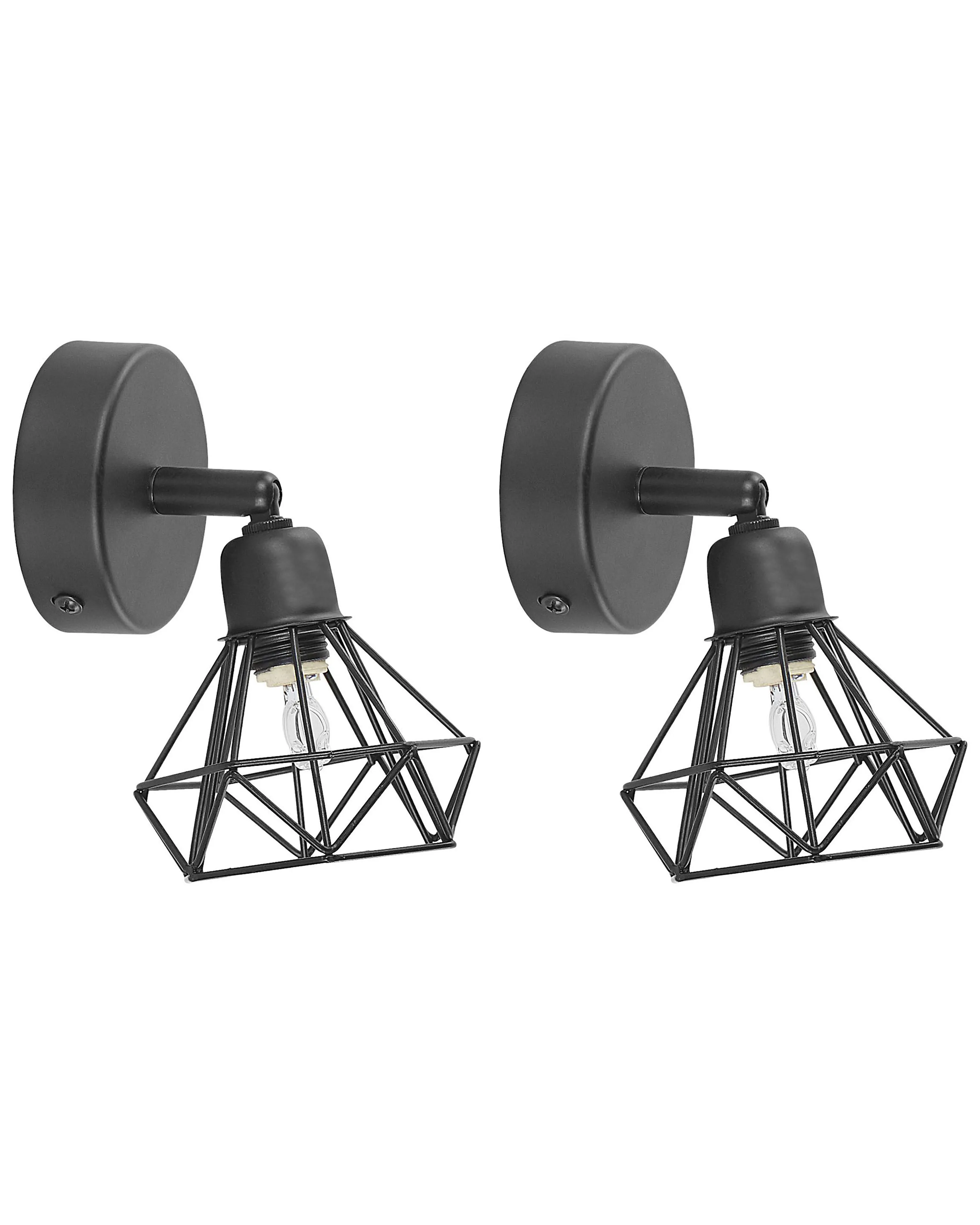 Set of 2 Spotlight Lamps ERMA Adjustable Metal Black