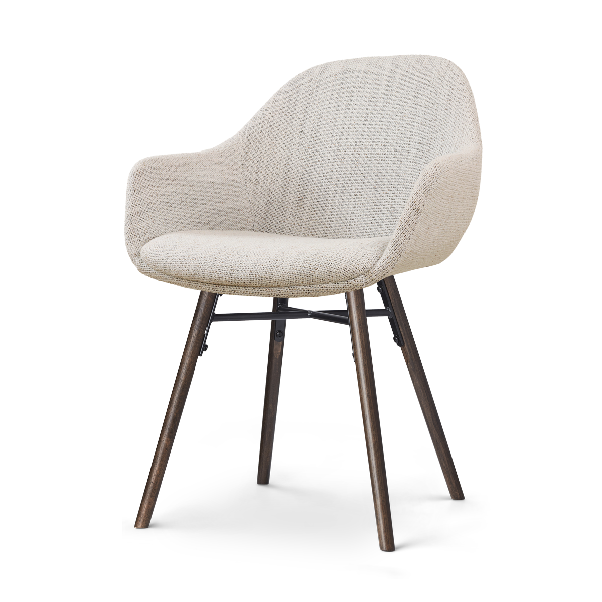 Nolon Nena-Mae Eetkamerstoel Beige Gemêleerd - Armleuning - Walnoot