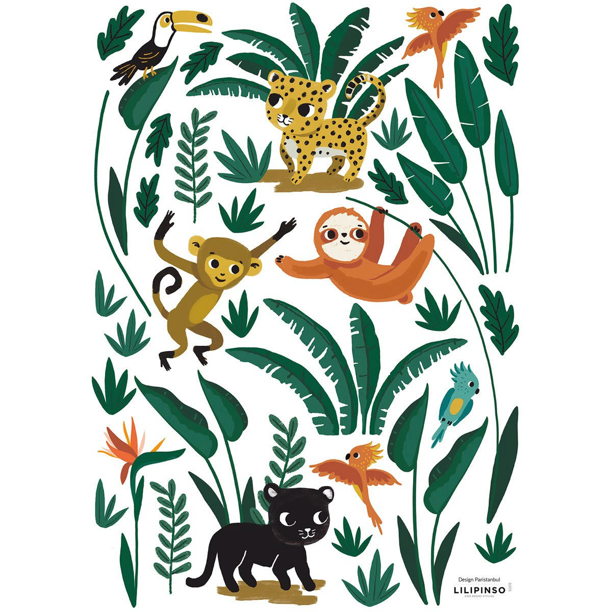 JUNGLE NIGHT - Stickers animaux en Vinyle mat Vert