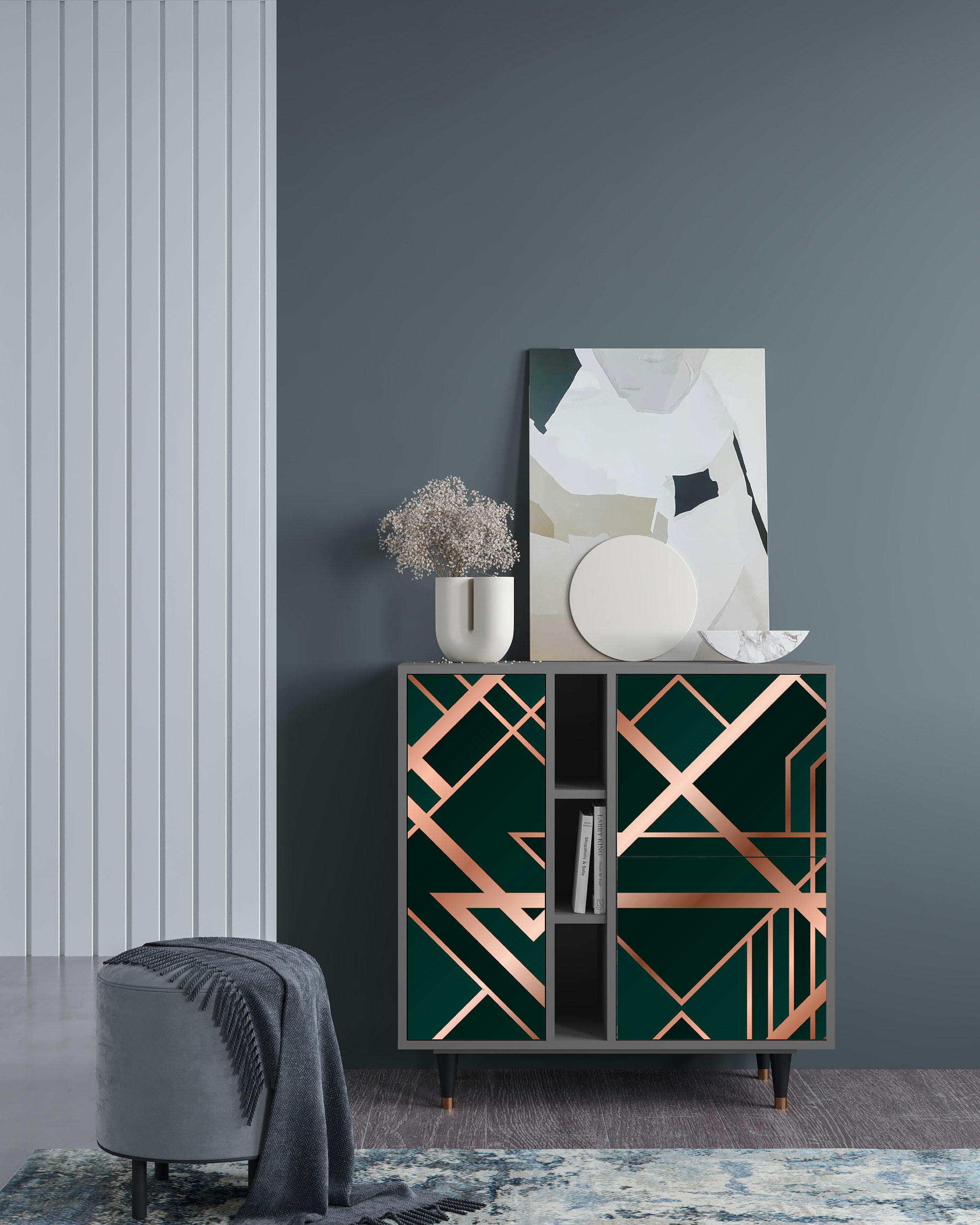 EMERALD GATSBY - Buffet  vert 3 portes L 94 cm