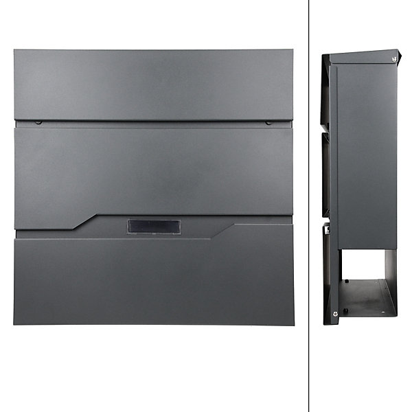 Boîte aux lettres murale anthracite avec 2 clés compartiment à journaux moderne