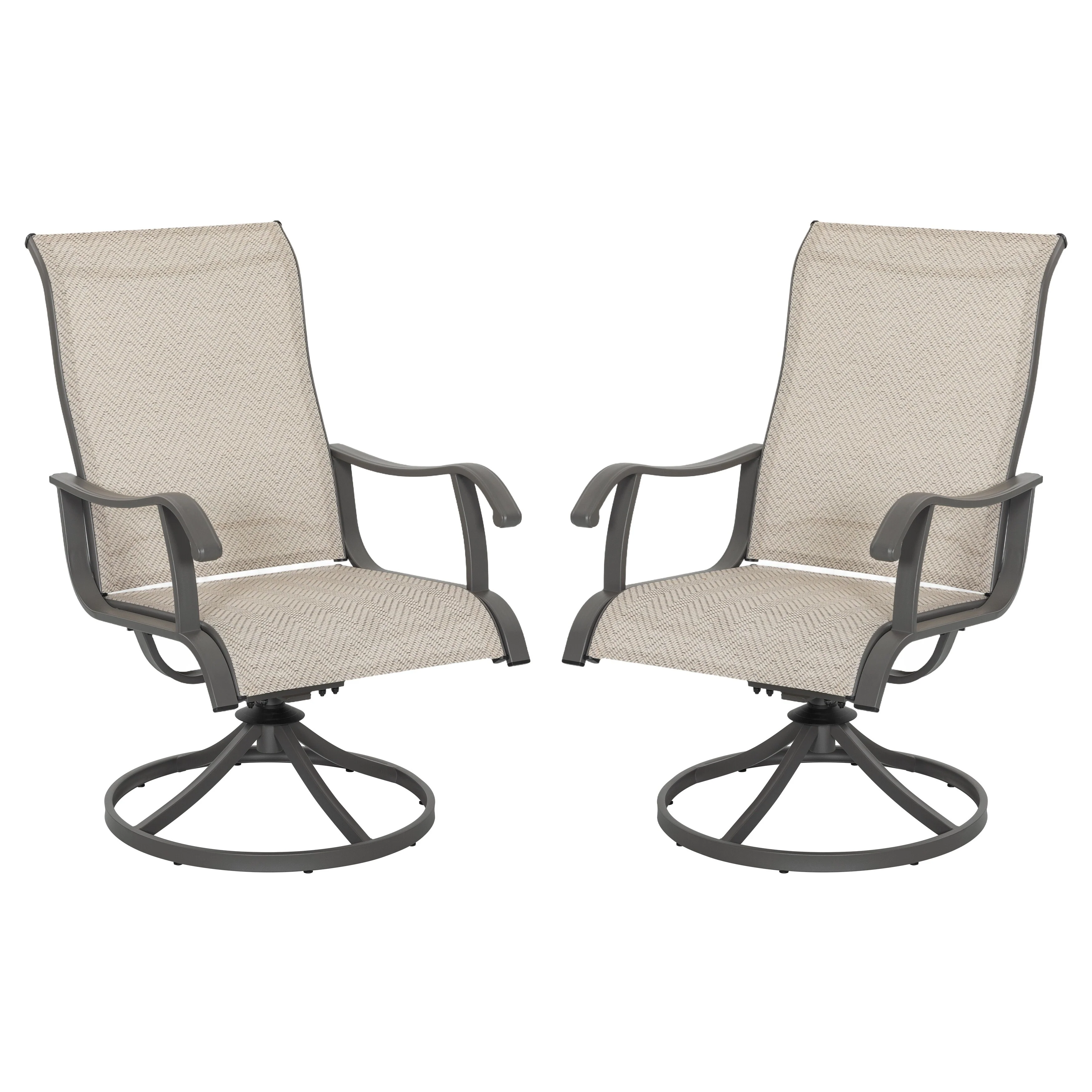 Patio 2-Piece Outdoor Textilene Dining Chairs with Smooth Swivel Design