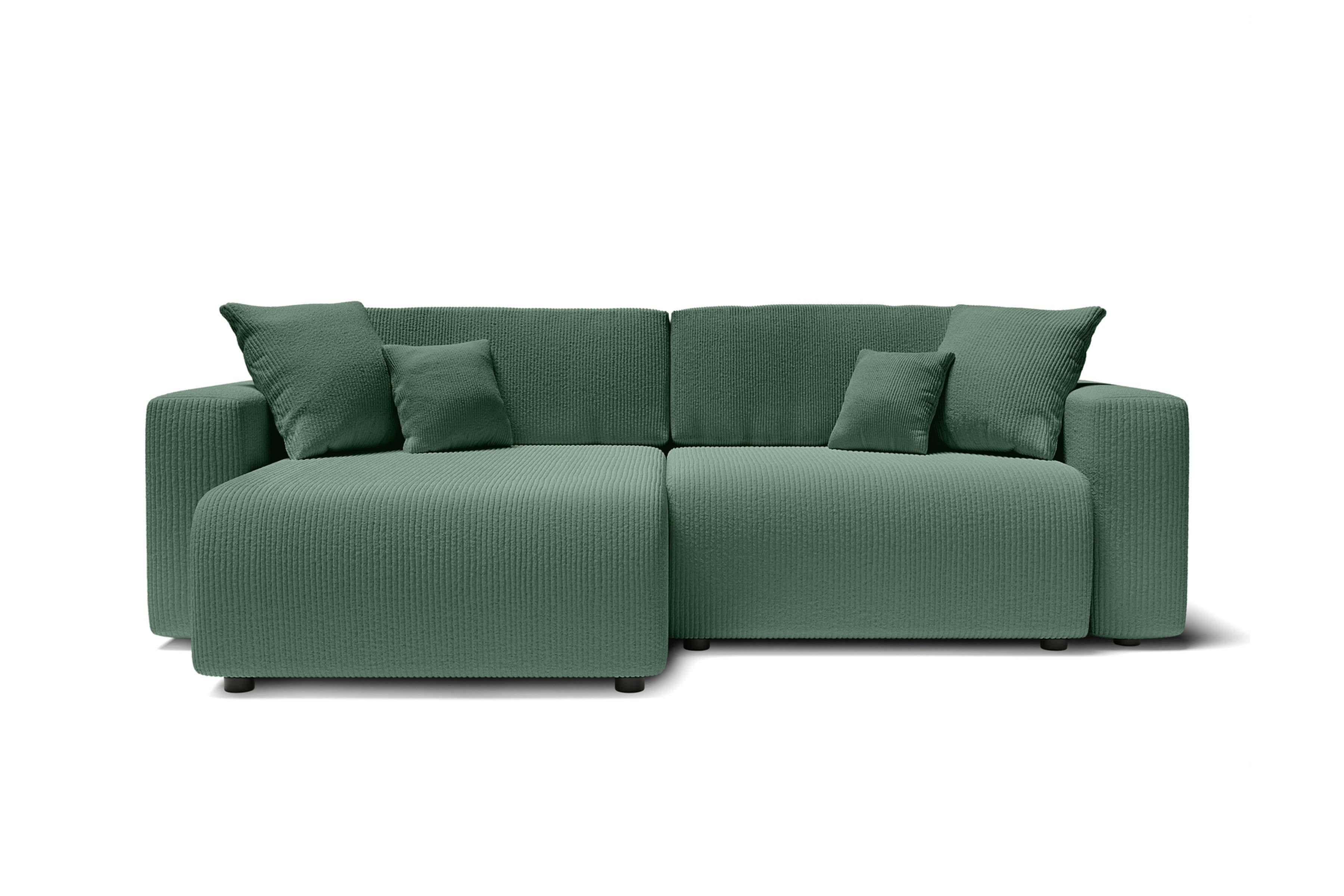 LEO - Canapé d'angle convertible en velours côtelé 4 places terracotta