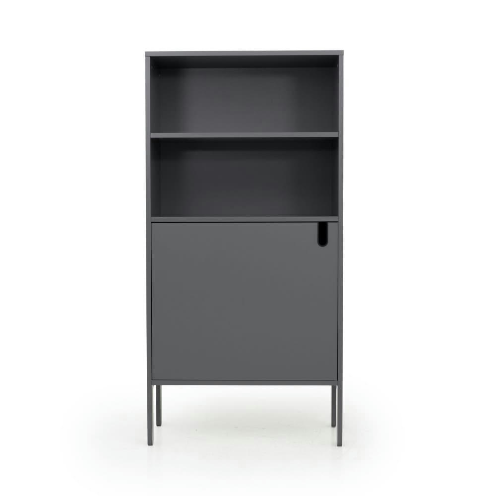 UNO - Buffet haut en bois 1 porte H152cm gris anthracite