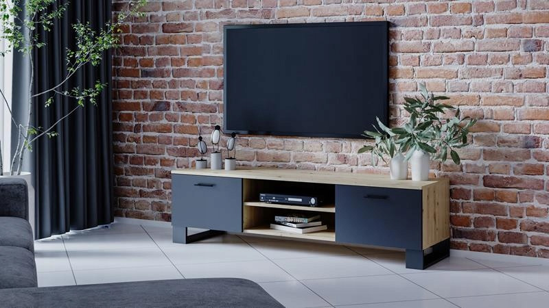 Stolik szafka RTV KLARA 120cm artisan-czarny loft PER