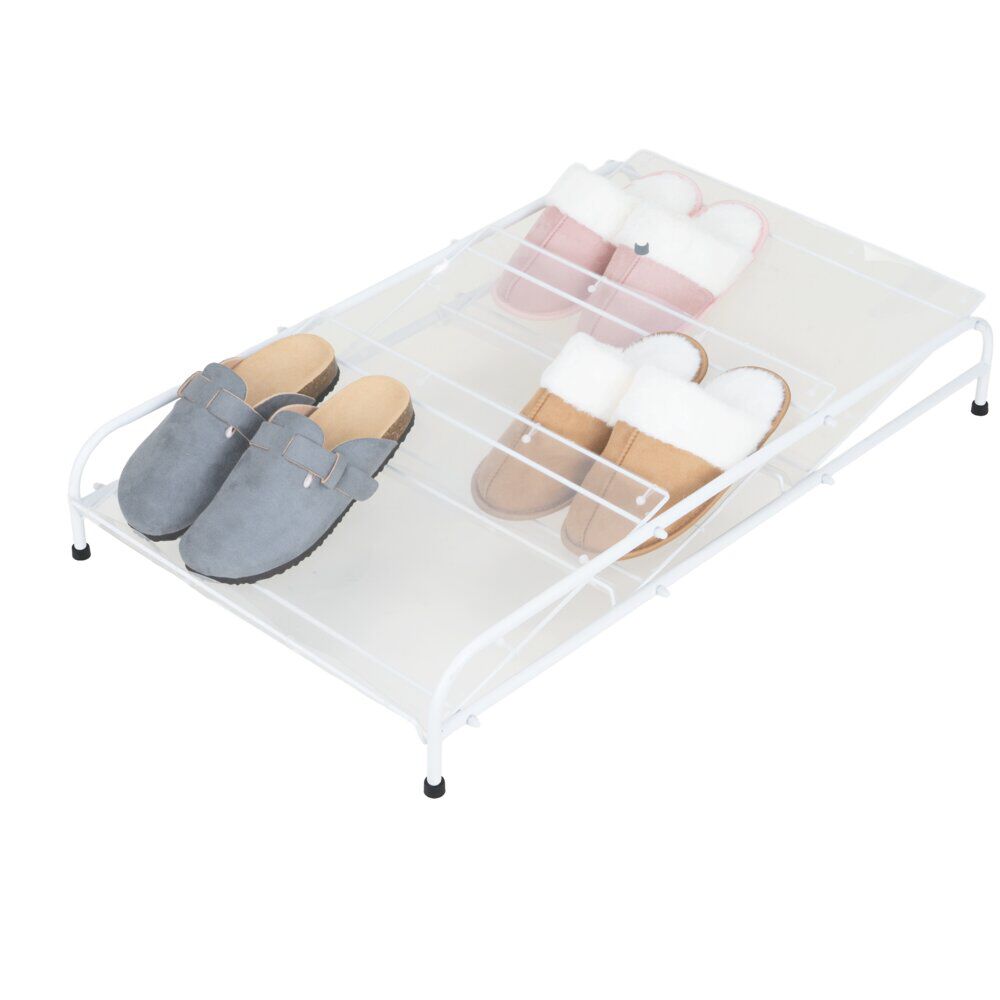 Range-chaussures 6 paires métal blanc 80x50xH11,5cm