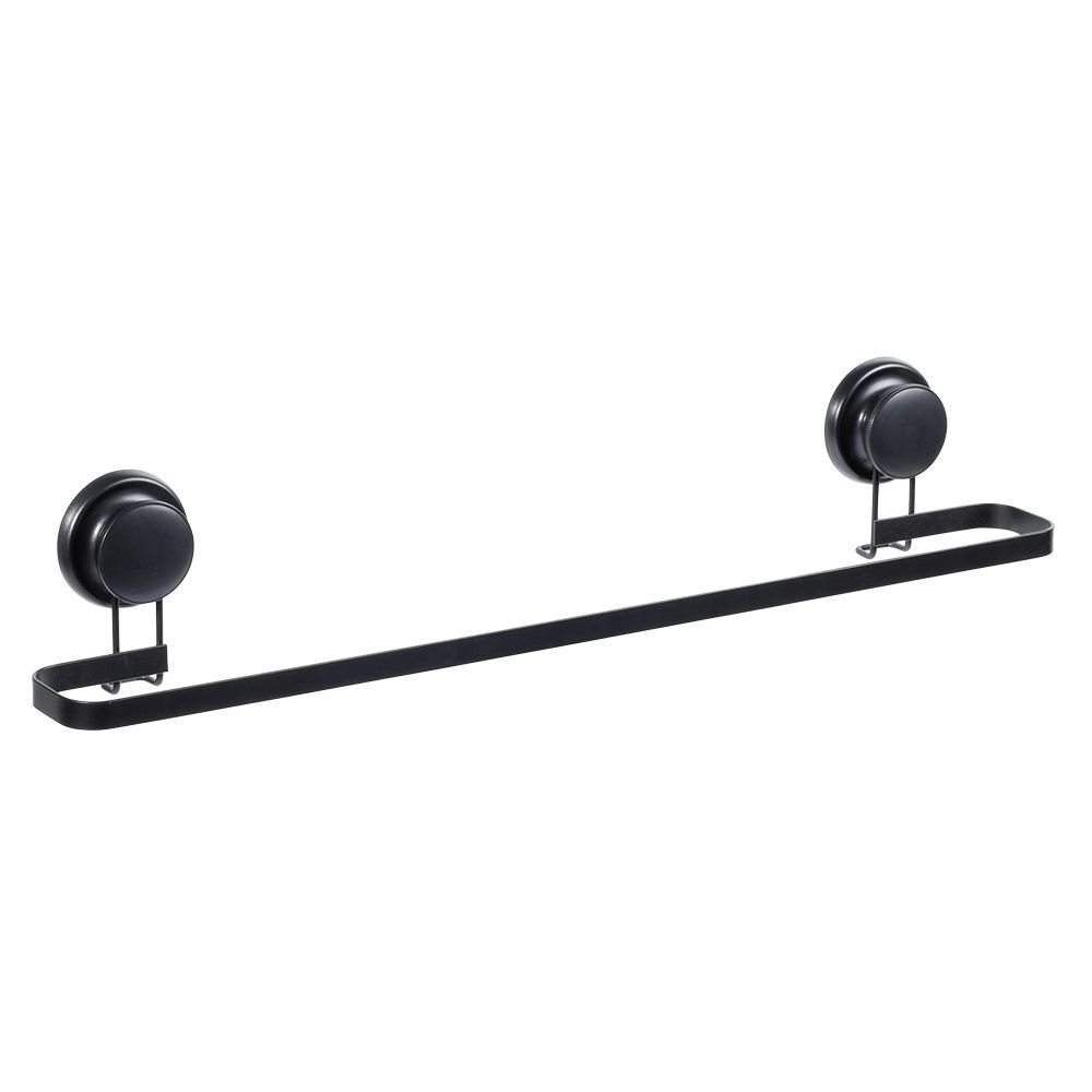 Porte serviette à ventouses métal noir L.60 cm