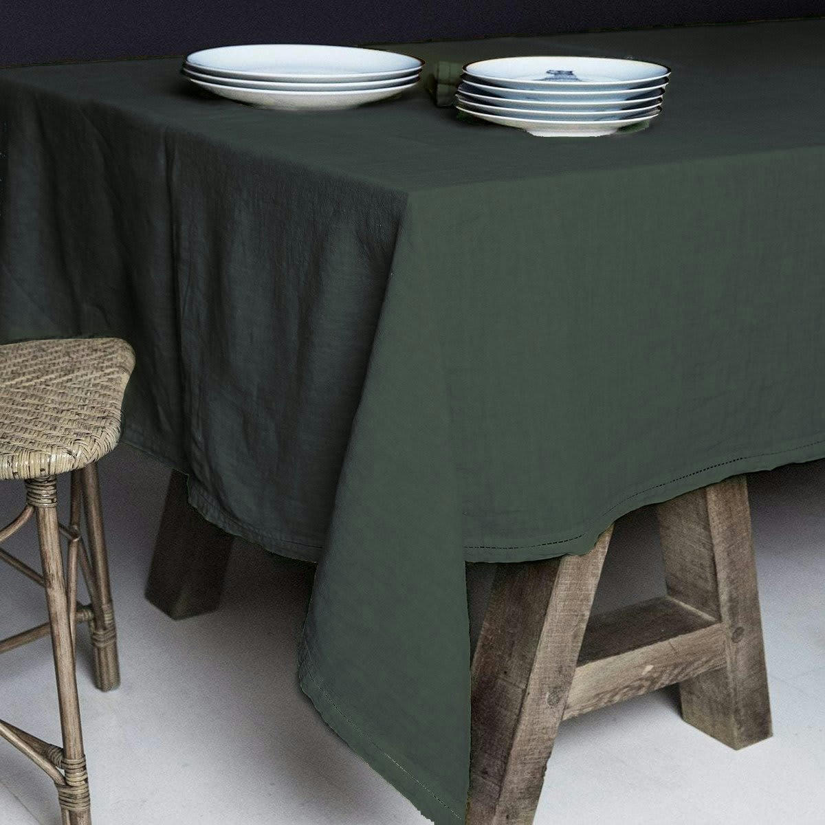 BASES DE LA TABLE - Nappe  Lin pur lavé Kaki 160x250