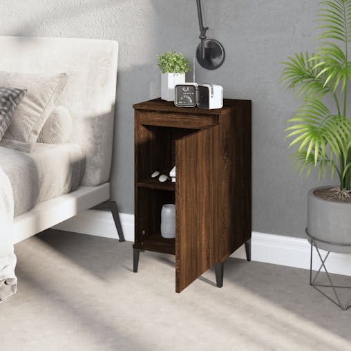 NNEVL Bedside Cabinets 2 pcs Brown Oak 40x35x70 cm Engineered Wood