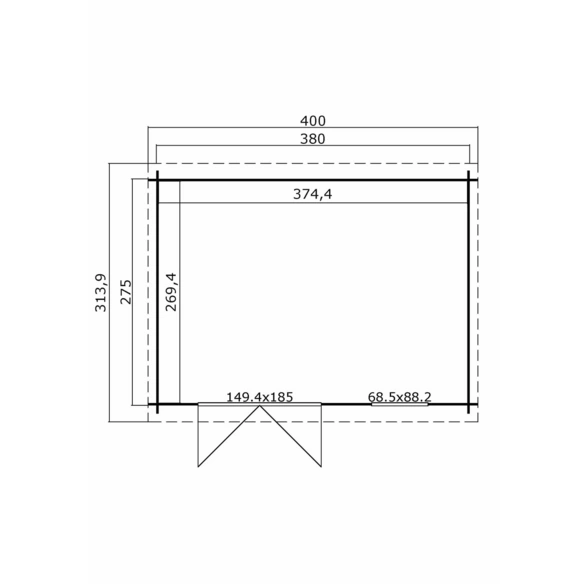 Gartenhaus »Amira«, BxHxT: 400 x 210,9 x 313,9 cm (Außenmaße inkl. Dachüberstand), Holz