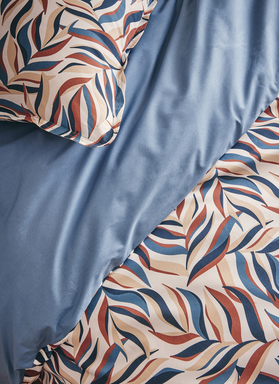 HOUSSE DE COUETTE EN PERCALE CHLORO BLEU BALTIQUE